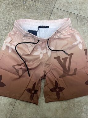 Louis Vuitton Men's Pink to Brown Gradient Monogram Swim Shorts